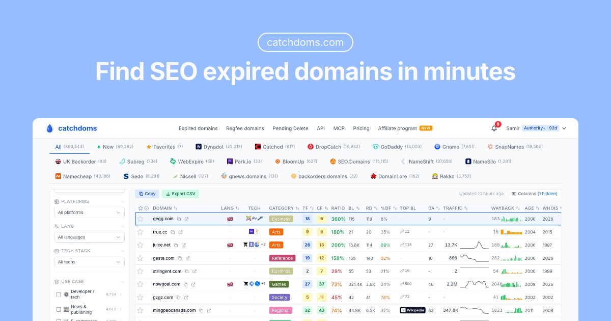 Expired Domain Lists - 322,066 Domains, Updated Daily - CatchDoms