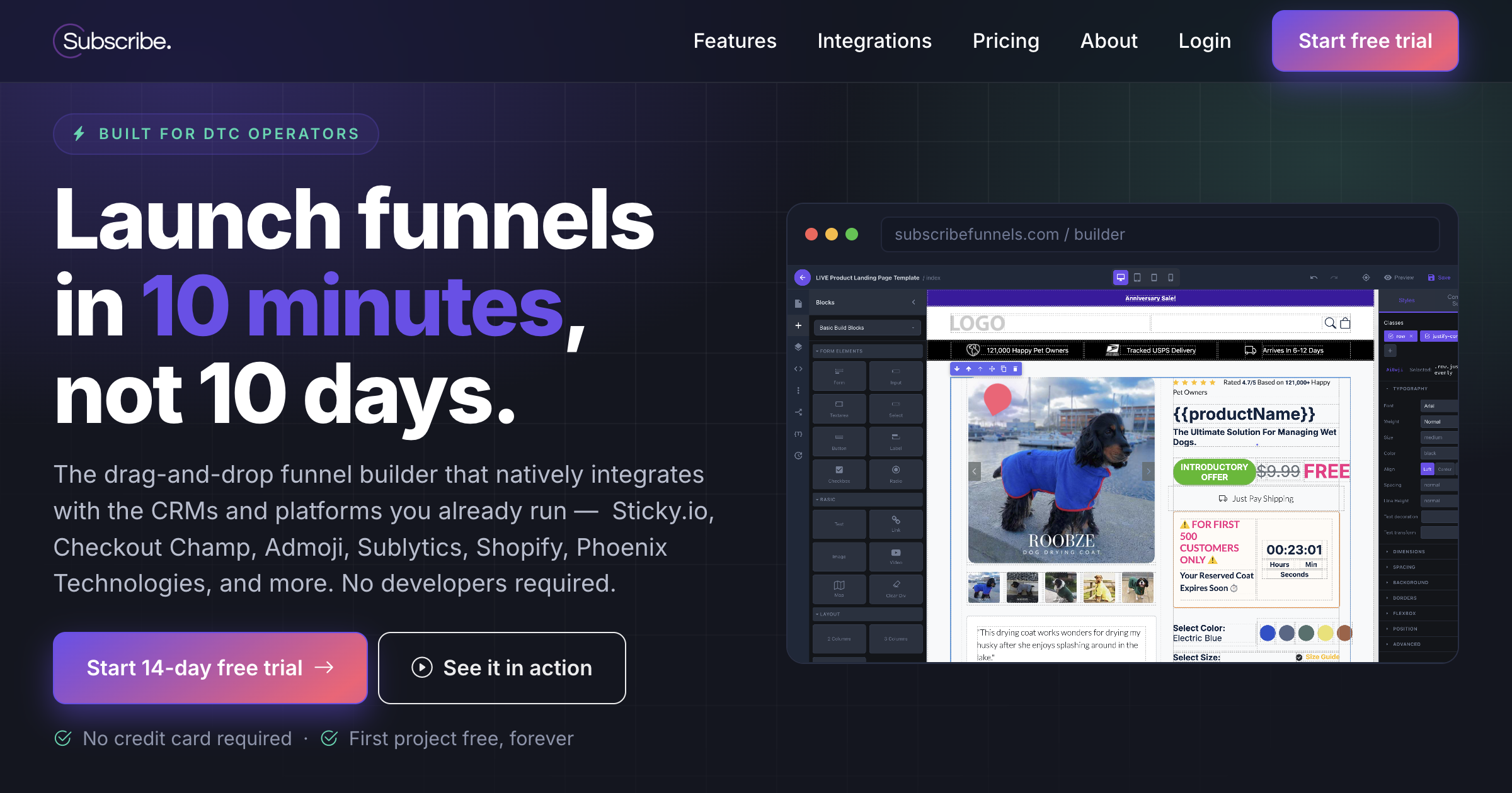 SubscribeFunnels — Funnel Builder for Konnektive, Limelight, Checkout Champ, Sticky.io & Shopify